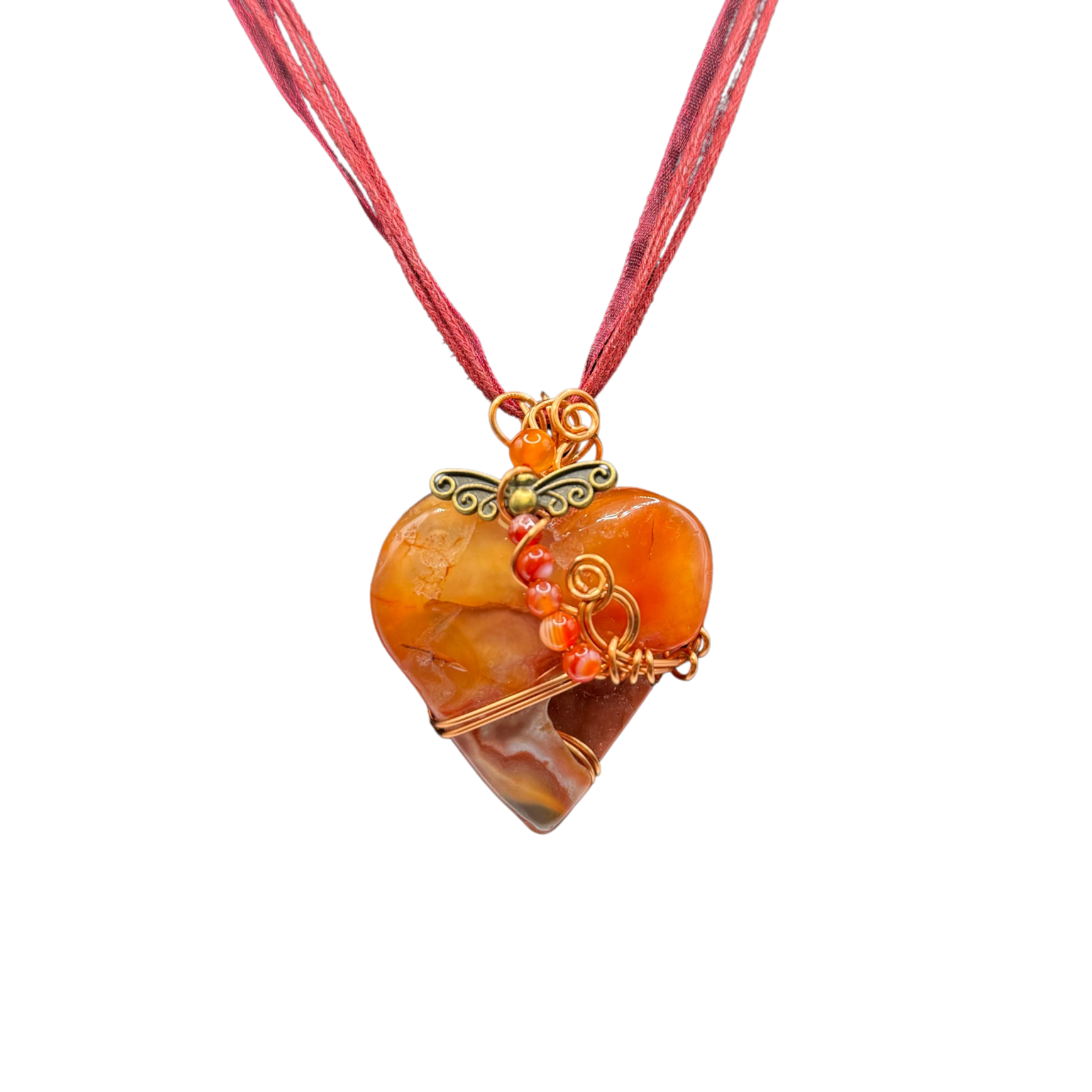 Carnelian druzy heart pendant