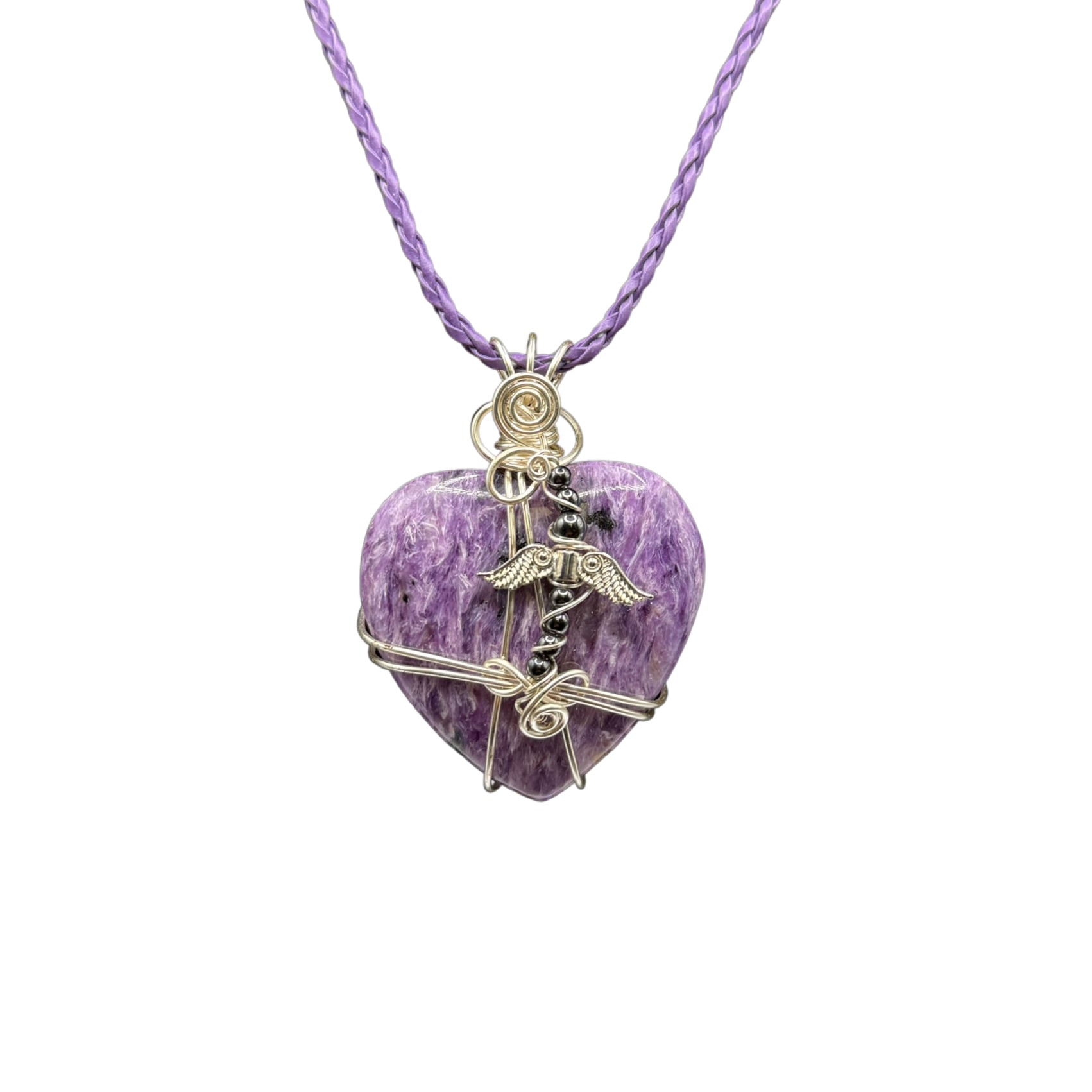 Charoite heart pendant